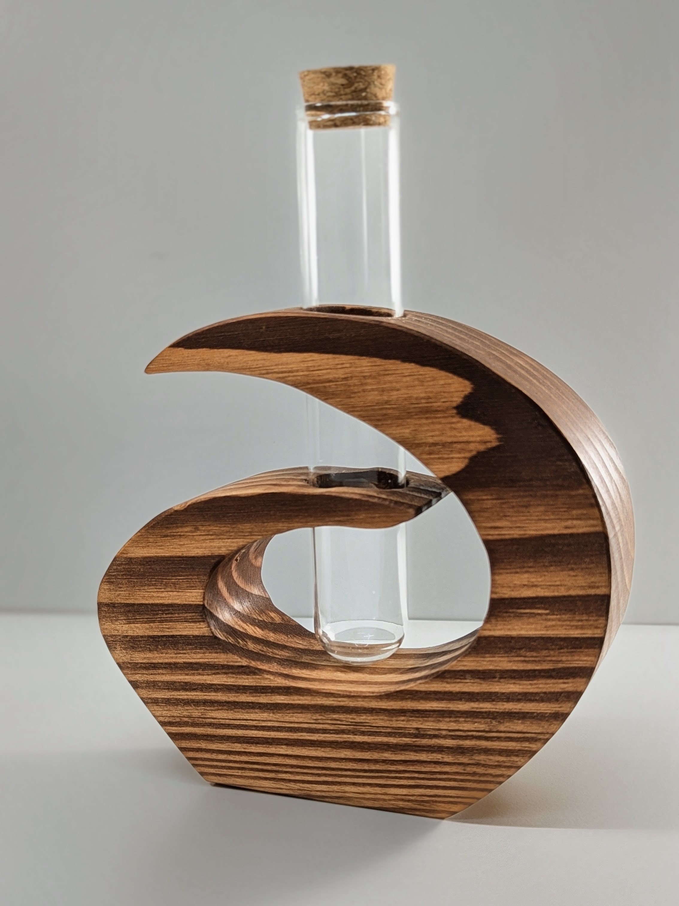 Wood and Test Tube Bud Vase